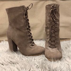 Heeled lace up booties